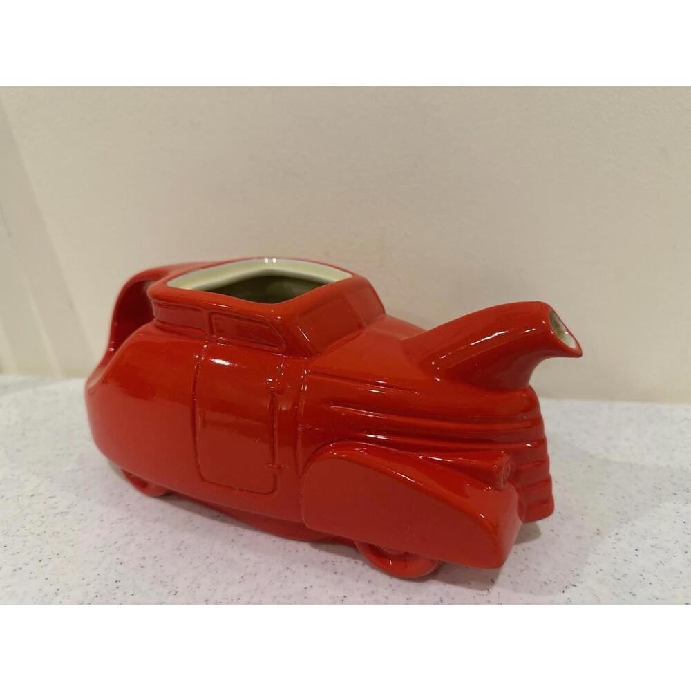 Hall Red Ceramic Automobile Teapot Marked No Lid